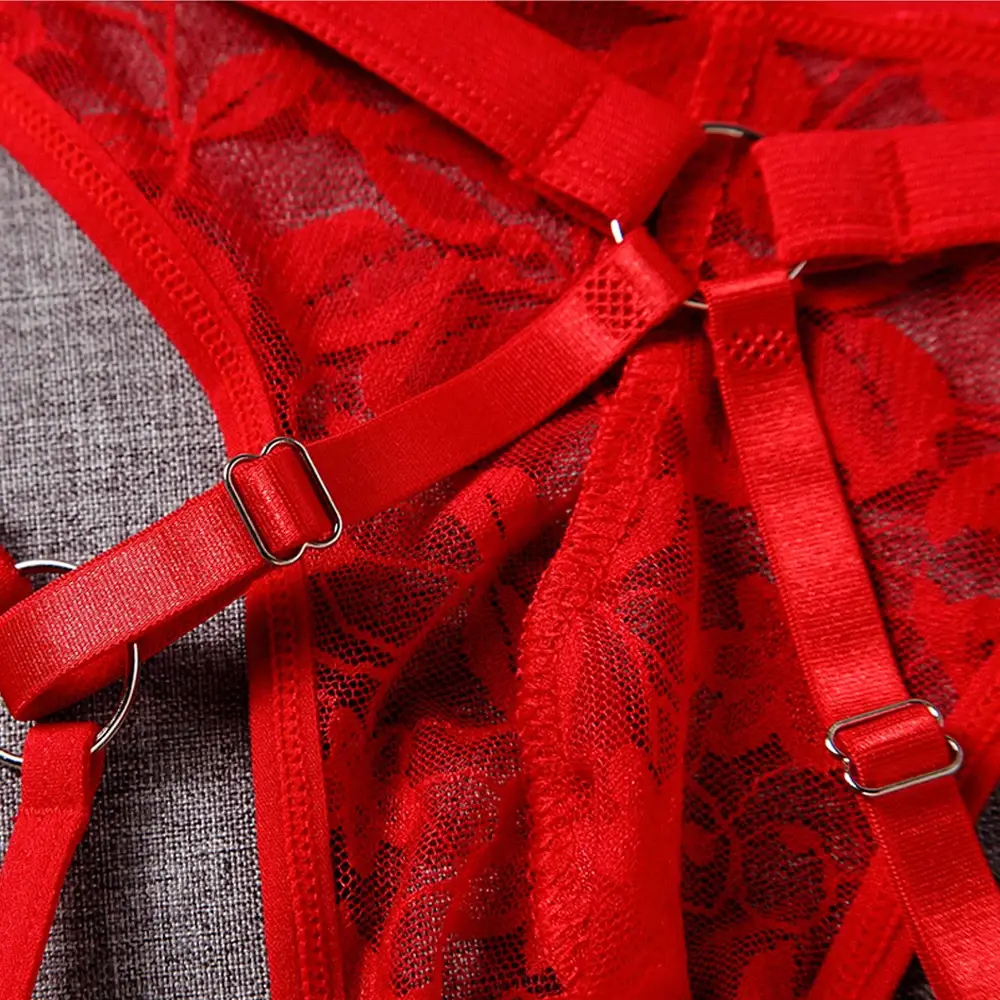 Sexy Underwear Men's G-Strings Exotic Lingerie Panties Sheer Lace Pouch Hollow Out Lace Flower Pattern Adjustable Waistband — image 5