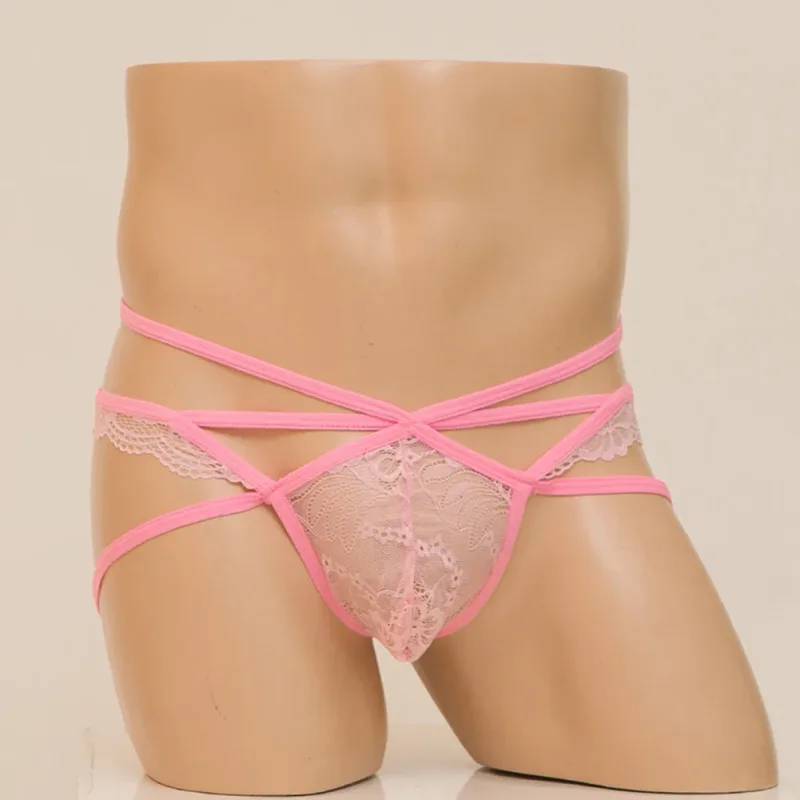 Men Sexy G-String Underwear Sexy Tоy Mens See Through For Lingerie Lace Femboy Bulge Pouch Low Rise Thong Summer Men's Panties