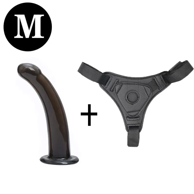 Lesbian Realistic Strapon Dildo Panties Strap-on Harness Belt with Silicone Anal Plug Suction Cup for Women Gay Sex Toys