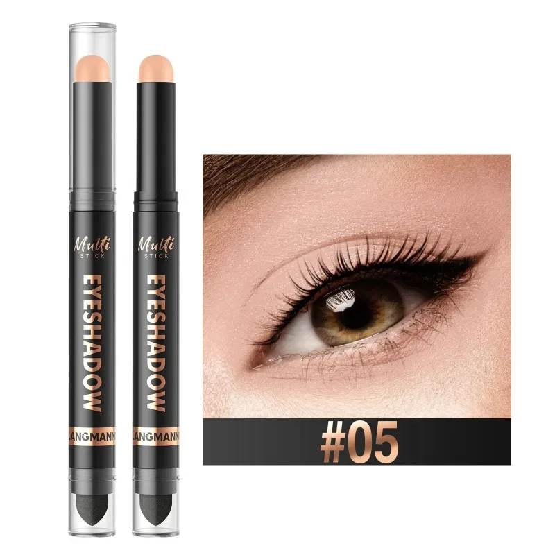 16 Χρώματα Double Head Eyeshadow Stick Pearlescent Shimmer Brown Υψηλή αδιάβροχη κρέμα ματιών μολύβι ματιών μακράς διαρκείας μακιγιάζ