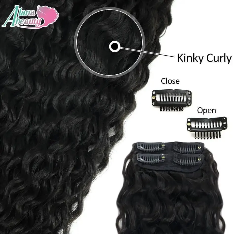 Alana 28inch Synthetic Long Water Curly Clip In Hairpieces Hair Extensions Kinky Curly Clip-in Hair Heat Resistant Organic Fiber