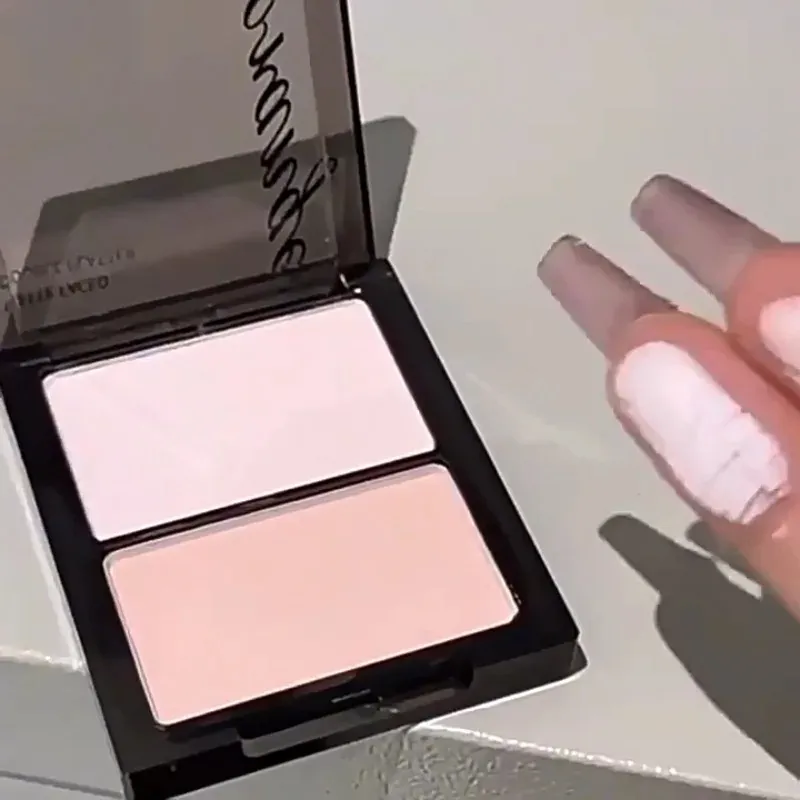 Two Color Highlight & Eye Shadow Powder Delicate Natural Lightweight Matte Finish Eyeshadow Soft Focus Face Brightening Makeup — image 5