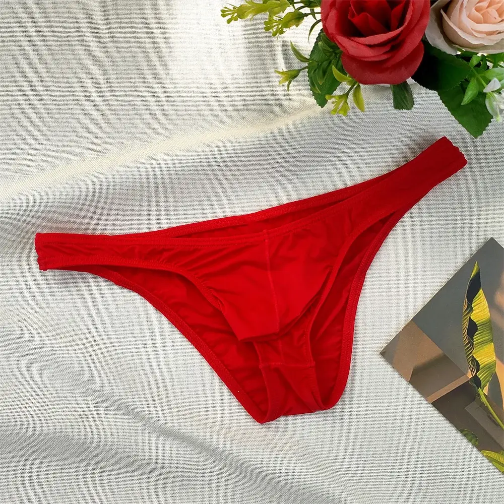 Men's Ultra-low Waist Bugle Pouch Bikini Briefs Sexy Tight Transparent Underwear Male Ice Silk Ultra-thin Underpants Plus Size — image 7