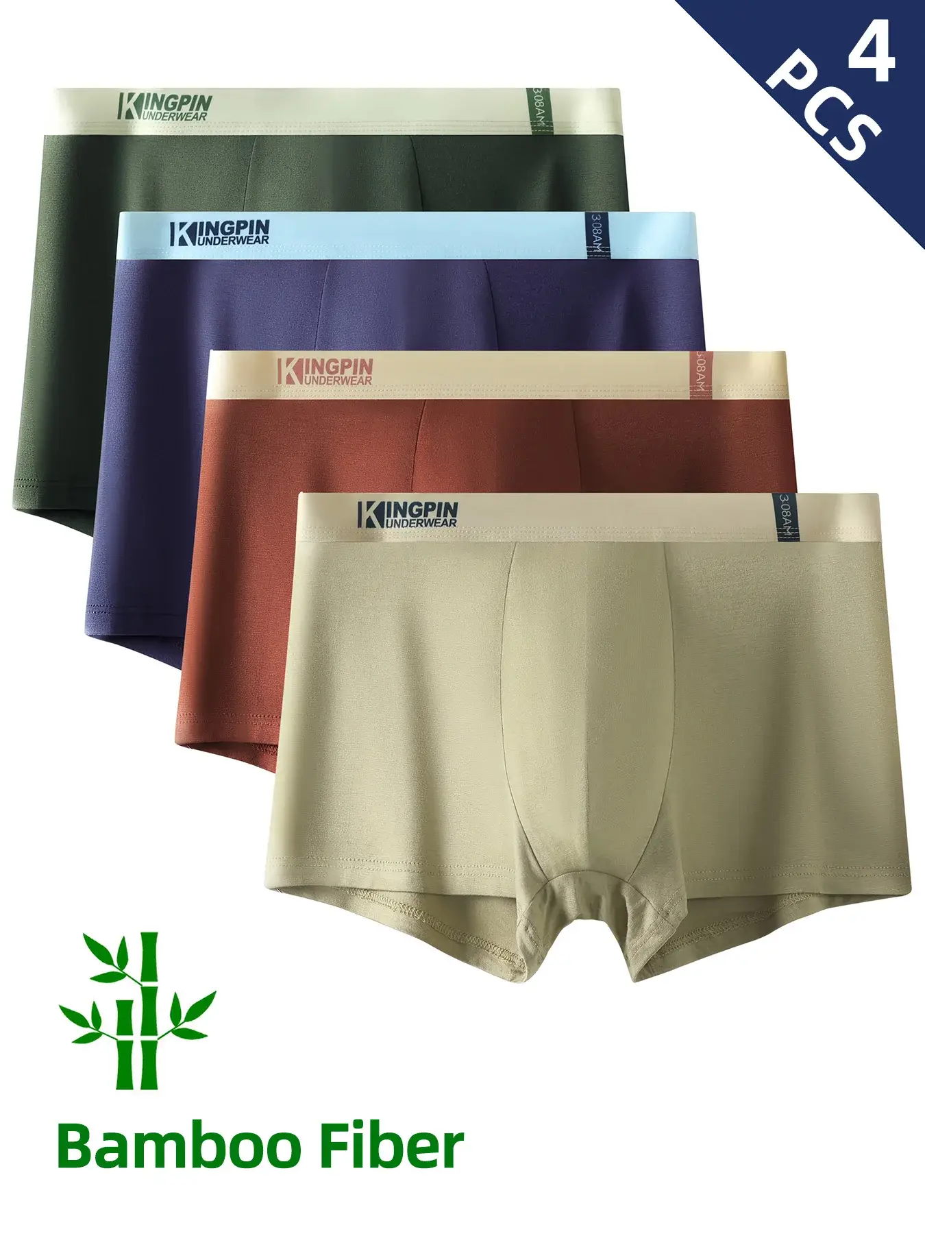 4Pcs/Set Boxers Man's Bamboo Fiber Panties Casual Fashion Underpants Breathable Men's Boxer Shorts Sports Homme Underwear S-XXL