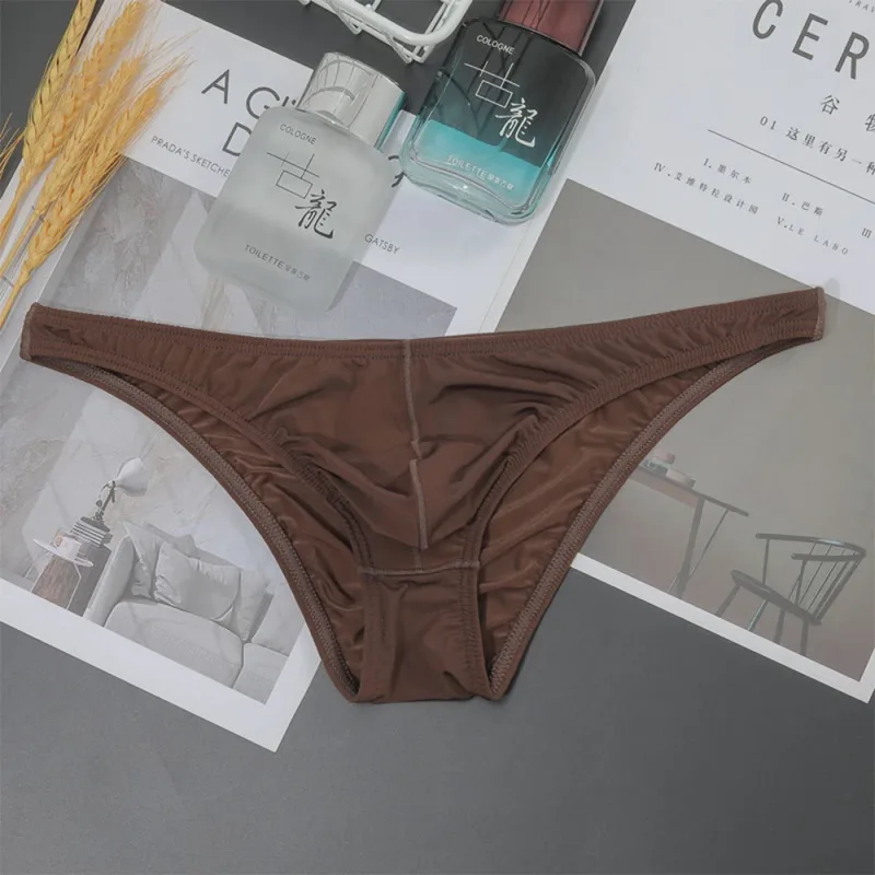 Mens Sexy Low-Waist Briefs Shorts See Through Pouch Underwear Ice Silk Underpant Bikinis Ultra Thin Panties Solid Comf Lingerie — image 16