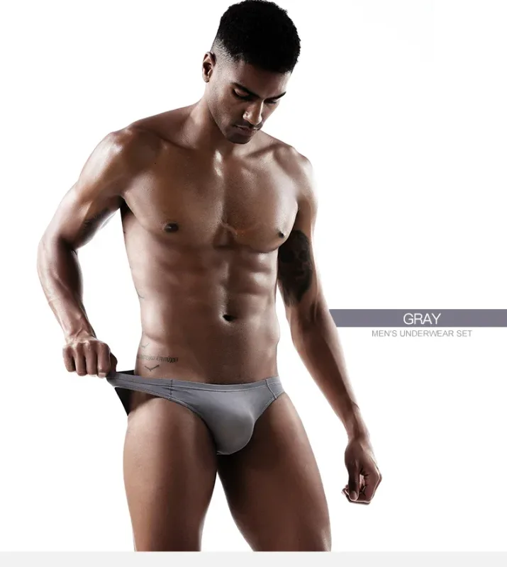 2PCS Men's Underpants Ice Silk Breathable Sexy Thin U Convex Transparent One Piece Low Waist Triangle Shorts Head — image 10