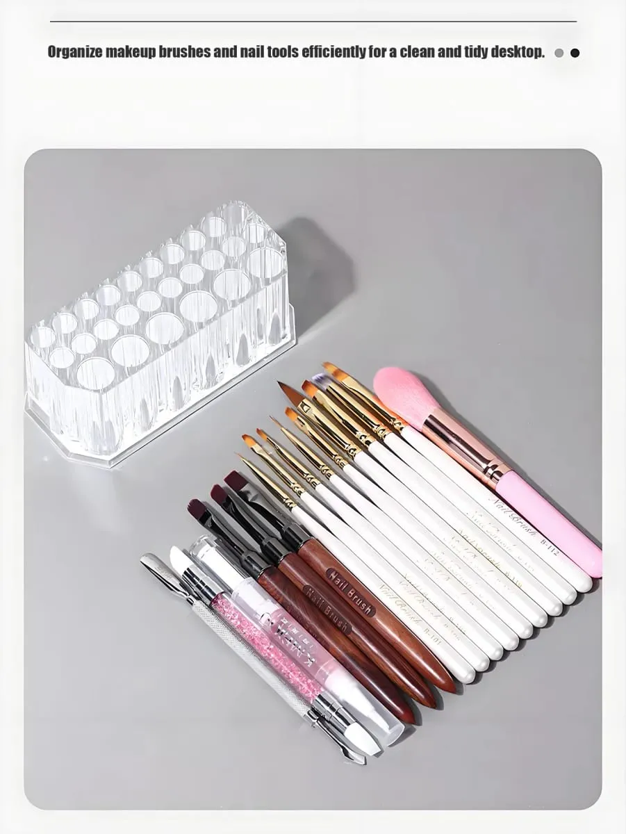 Βάση βούρτσας 1 τμχ Clear Acrylic με 26 τρύπες Πολυλειτουργική θήκη για πινέλο μακιγιάζ για εργαλεία Nail Art και βούρτσες καλλυντικών — image 3