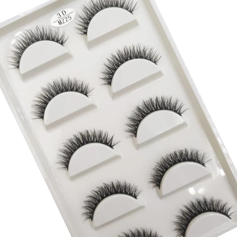 Χονδρική πώληση 5 ζεύγη 3D Natural Mink Ψεύτικες βλεφαρίδες Μακιγιάζ Extension Βλεφαρίδες Fake Eye Lashes Faux Cils Make Up Beauty Cilios