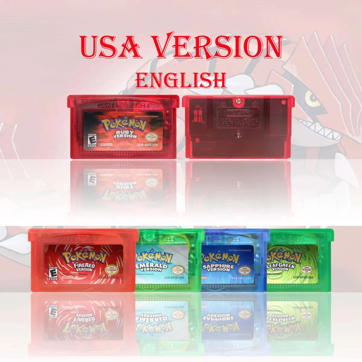 GBC/GBA USA Έκδοση Pokemon Blue/Crystal/Emerald/Fire Red/Leaf Green Cartridge Κάρτα βιντεοπαιχνιδιού υψηλής ποιότητας με μπαταρία — image 2