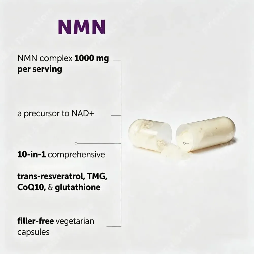 NMN Complex 1000mg ανά μερίδα 10-σε-1 NAD+ Precursor with Resveratrol CoQ10 120 Vegetarian Capsules Daily Support — image 4