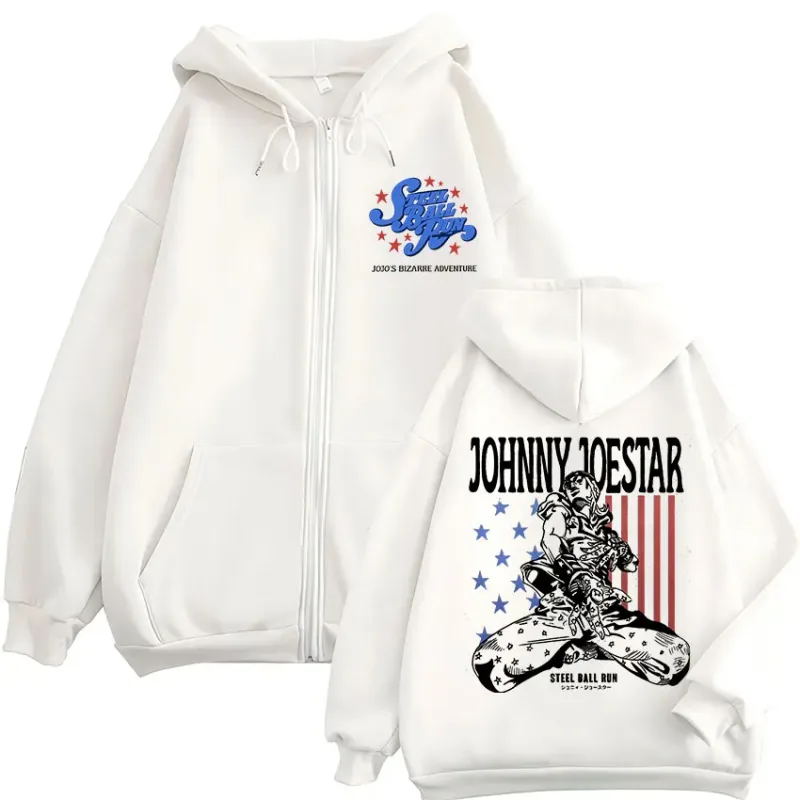 Anime JoJo Bizarre Adventure STEEL BALL RUN Johnny Joestar Zipper Hoodies Männer Frauen Kleidung Zip Up Sweatshirt Jacke Streetwear — image 3