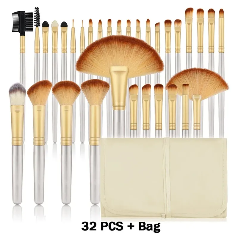 סט מברשות איפור חדש 10/32 יחידות Soft Fluffy Powder Foundation Contour סומק קונסילר צלליות מיזוג סימון כלי יופי