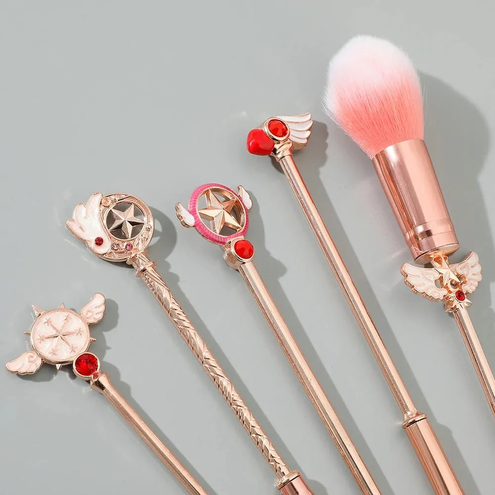 5pcs Metal Handle Soft Fluffy Makeup Brush Set Anime Card Captor Sakura Cosmetics Powder Brush Pink Eyeshadow Eyebrow Brush — image 5