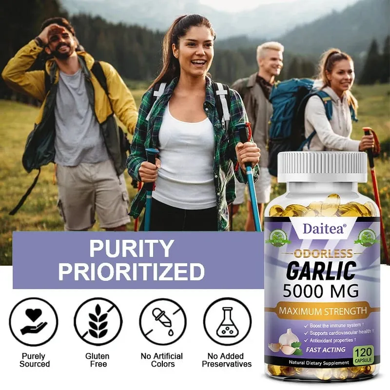 Garlic Extract Capsules 5000mg Balance Cholesterol Help Immunity Heart Health Detoxification Cleansing — image 4