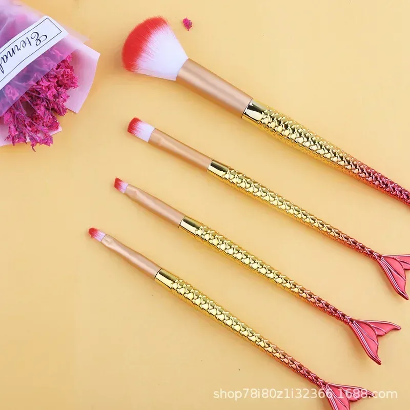 Conjunto de pincéis de maquiagem sereia, pó cosmético, sombra, base, blush, pincel macio, ferramenta de maquiagem, gradiente de 6 cores — image 9
