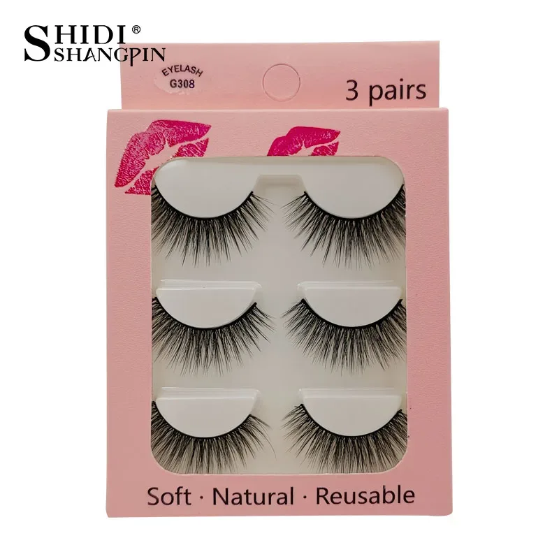 Faux Cils 3 זוגות ריסים מלאכותיים טבעיים ארוכים 3D מינק ריסי מינק רכים רכים מלוכלכים בעבודת יד ריסים מזויפים כלי איפור עיניים Maquiagem — image 31