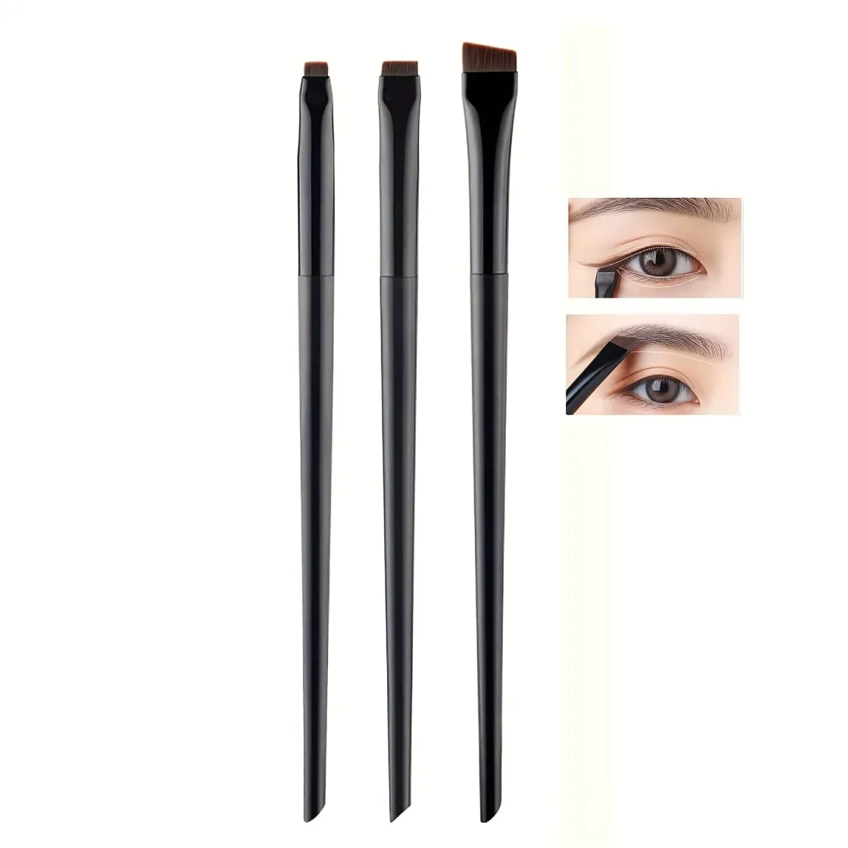3 pçs conjunto de escova de maquiagem lâmina delineador escova fina cabeça oblíqua sobrancelha escova contorno delineador ultra-fino sombra de olho escova maquiagem b — image 5