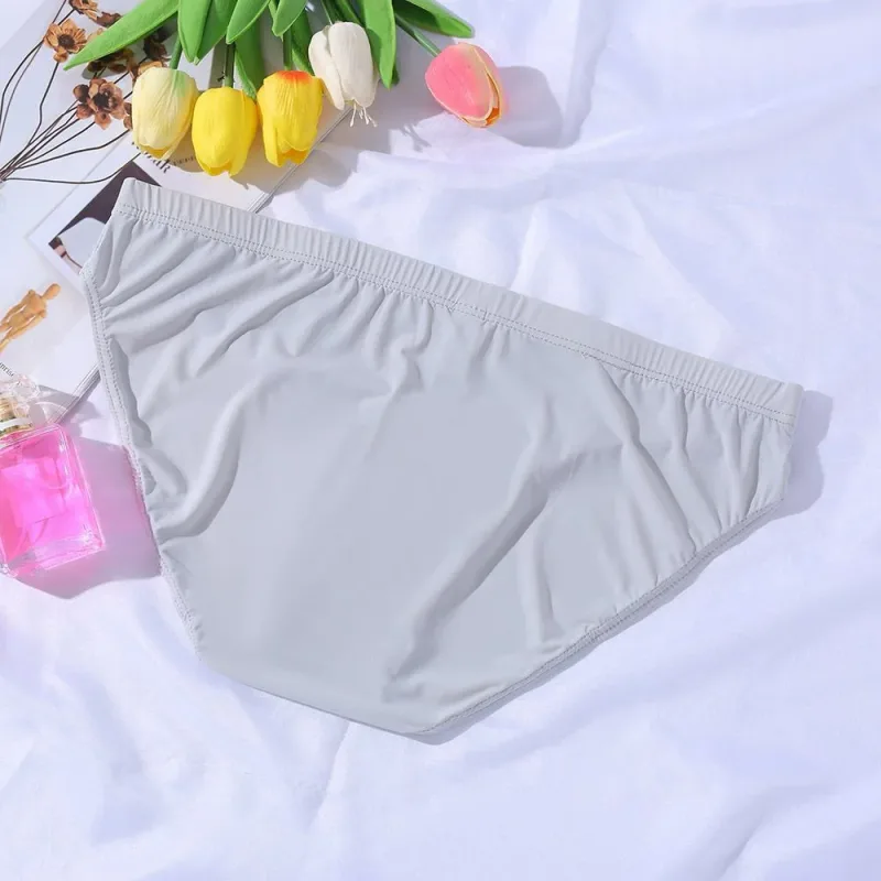 New Big Men's U Convex Underwear Ice Silk Quick Drying Briefs Summer Cool Low Waist Thin Male Underpants Plus Size — image 4
