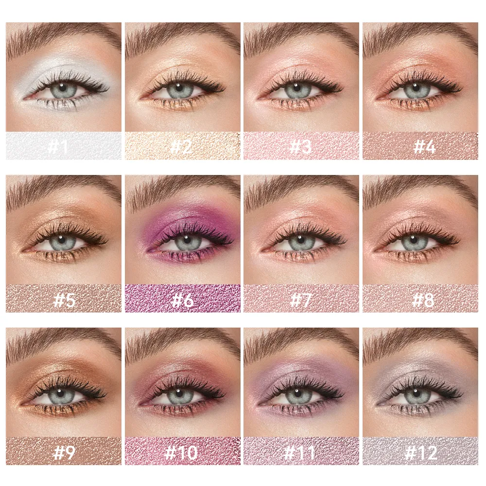 12Colors Metallic Eyeshadow Pencil Glitter Silkworm Liner Pen Highlighter μακράς διάρκειας Χρυσό Μπλε Κρέμα Μακιγιάζ για σκιές ματιών Stick