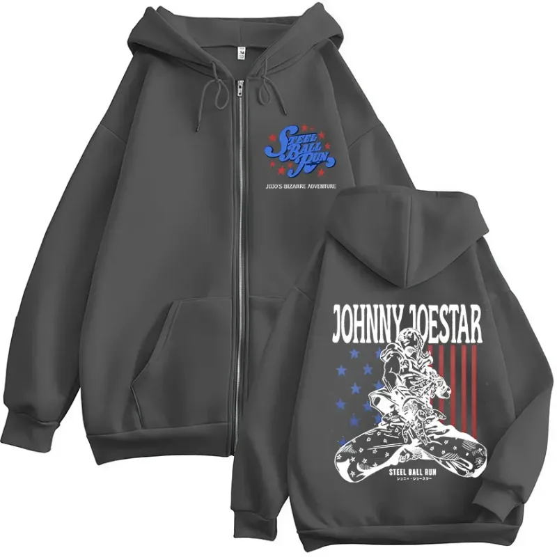Anime JoJo Bizarre Adventure STEEL BALL RUN Johnny Joestar Zipper Hoodies Männer Frauen Kleidung Zip Up Sweatshirt Jacke Streetwear — image 6