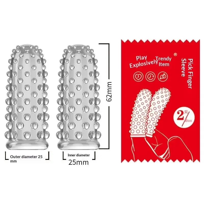 2 Pack TPE Finger Sleeve Χωρίς δονητές G Spot Orgasm Massage Clitoris Stimulator Masturbators Πρωκτικό παιχνίδι σεξουαλικού σεξ για γυναίκες άντρες Αρχάριους — image 4