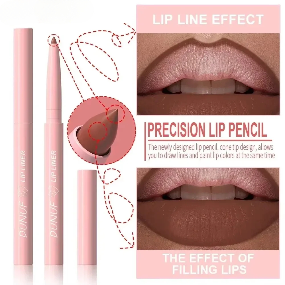 1Pc Tapered Nib Lip Liner Pencil Matte Plumping Lip Stain Lasting Waterproof Fine Lipstick Slim Lip Outline Contour Make Up Pink