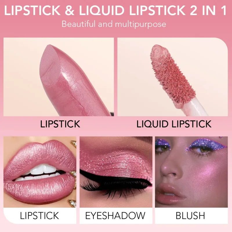 DNM Double Headed Mate Lipstick and Lip Gloss Μακιγιάζ μακράς διαρκείας 2 σε 1 Stick Moisturizing Lipgloss Tint Cosmetics Lip Stain — image 3