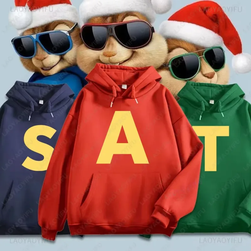 Alvin et les Chipmunks Anime sweats à capuche écologique A lettres impression sweat décontracté Streetwear unisexe pulls promo — image 6