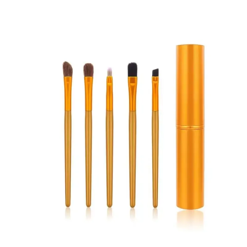 5pcs pincel de delineador com tubo de armazenamento pincéis de maquiagem para os olhos conjunto pincel de sombra macio pincel para manchas
