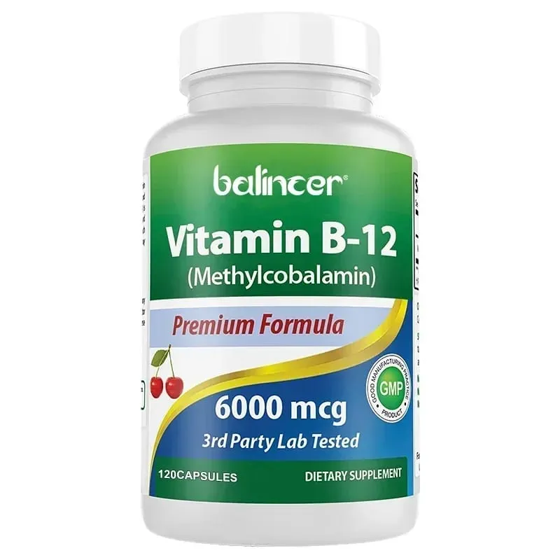 Vitamin B12 Supplement 6000mcg - Energy Brain Memory Mood Heart Function Nervous & Immune System Support 30/60/120 Capsules — image 9