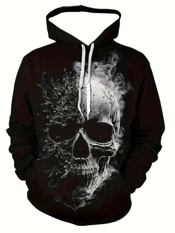 Sweat-shirt imprimé crâne et Rose en 3D, vêtements de sport avec cordon de serrage, hauts à manches longues, sweat à capuche pour hommes, vêtements graphiques de rue — image 13