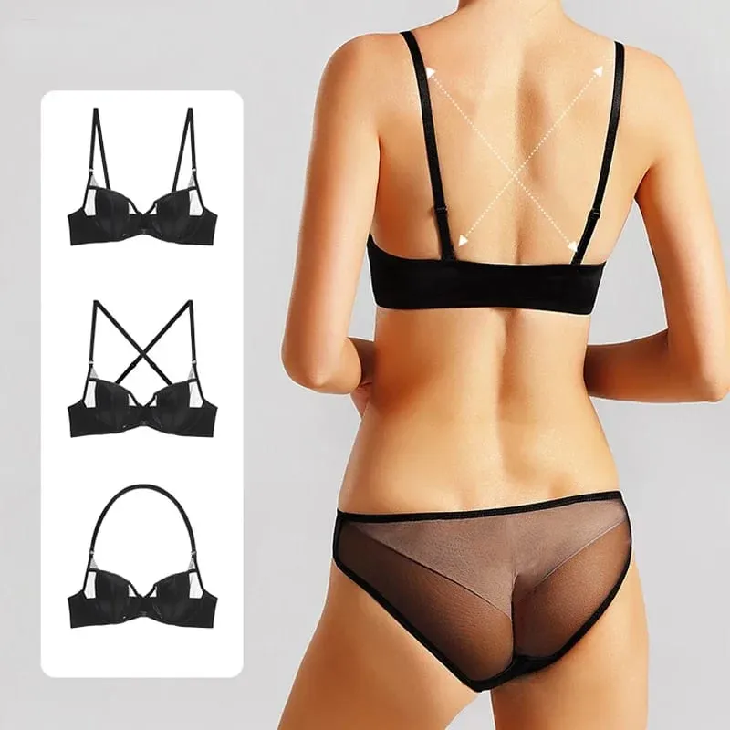 2 τεμάχια Summer Thin Cup Γυναικεία εσώρουχα Σέξι μπροστινή πόρπη Push Up Σετ σουτιέν Ρυθμιζόμενο λουράκι Brassiere Όμορφα εσώρουχα στην πλάτη