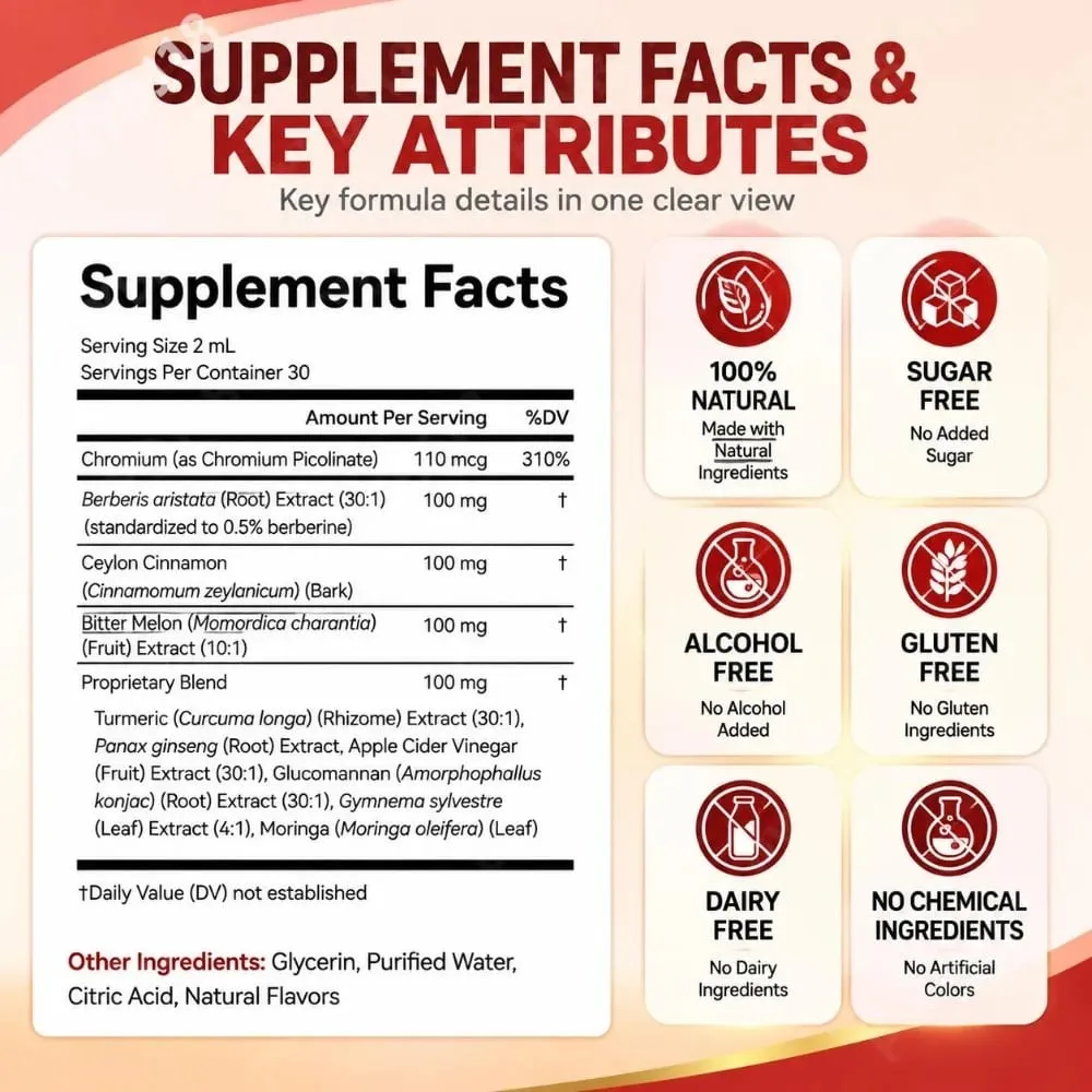Berberine Liquid Drops Chromium & Ceylon Cannamon Supports Vitality Metabolic Wellness Health Digestive Health Χωρίς Ζάχαρη Μη ΓΤΟ 60ml — image 3