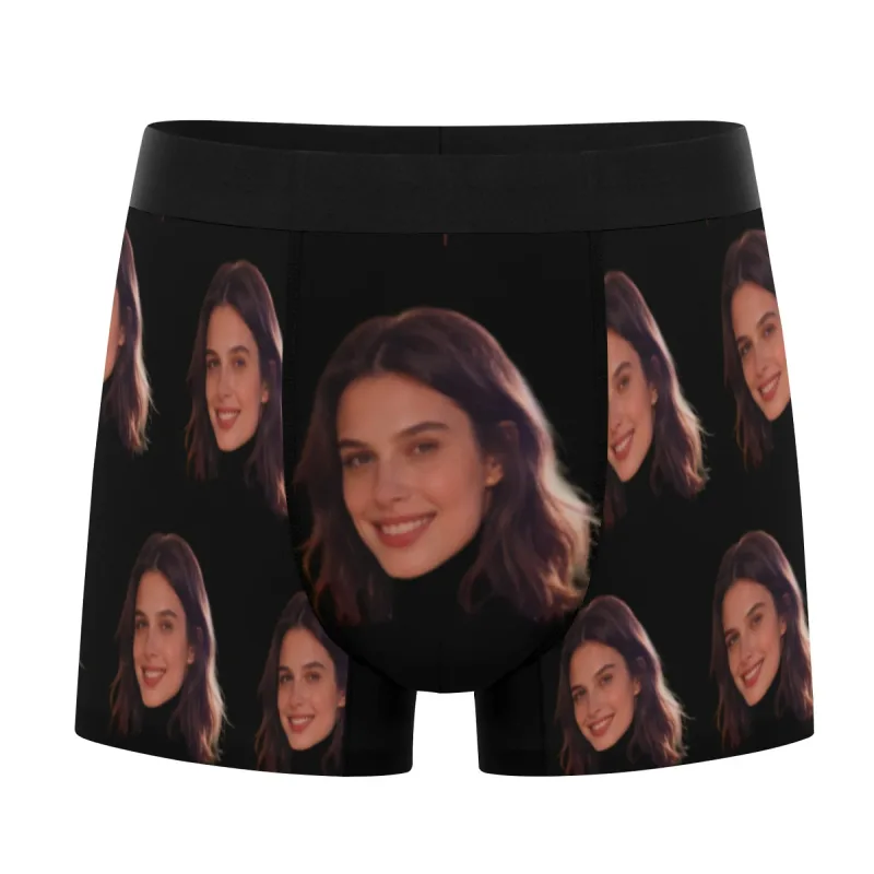 Personalized facial photos customized underwear flat cornered men's Valentine's Day gift for husband anniversary gift for fath