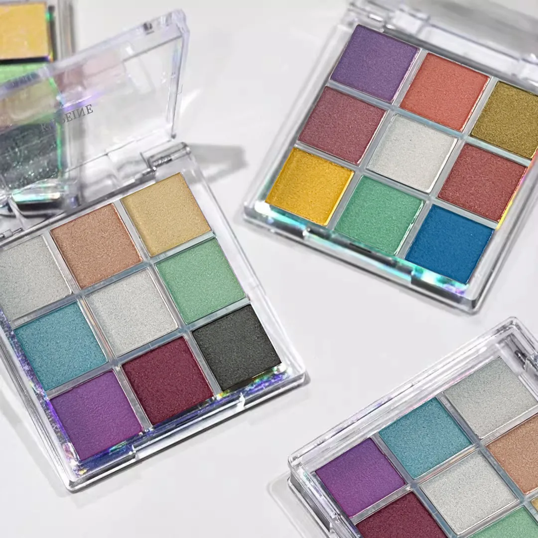 Παλέτα σκιών ματιών 9 χρωμάτων Glitter Chameleon Αδιάβροχο κιτ καλλυντικών με συμπιεσμένη πούδρα μακράς διαρκείας Μόδα παλέτα μακιγιάζ ματιών για γυναίκες