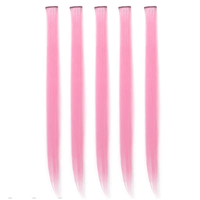5pcs/set Colorful Clip In Synthetic Hair Extension Rainbow Long Straight Hairpieces For Women Girl Kids Y2K Style Daily Party — image 14