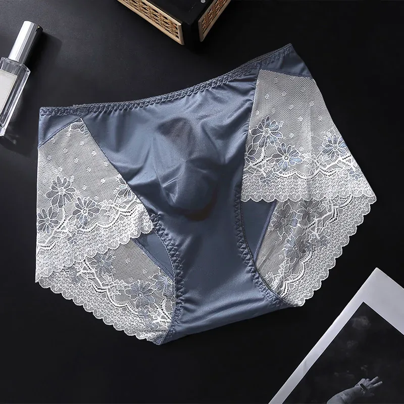 Men Satin Ice Silk Triangle Underwear 3D Pouch Low‑Waist Briefs Side Lace Breathable Soft Sexy Male Plus Size Intimate Shorts — image 12