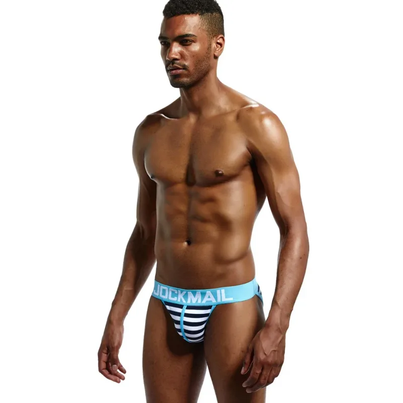 Jockmail Cotton Men's High-Cut Briefs, Striped Underwear for Men, Soft and Comfortable, Gay Cueca — image 15