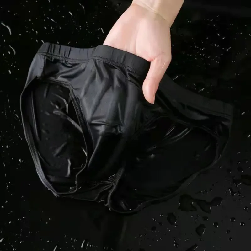 Men Sexy Sheer Ice Silk Briefs Underwear Quick-Dry U Convex Pouch Breathable Low-Waist Underpants Summer Cooling — image 13