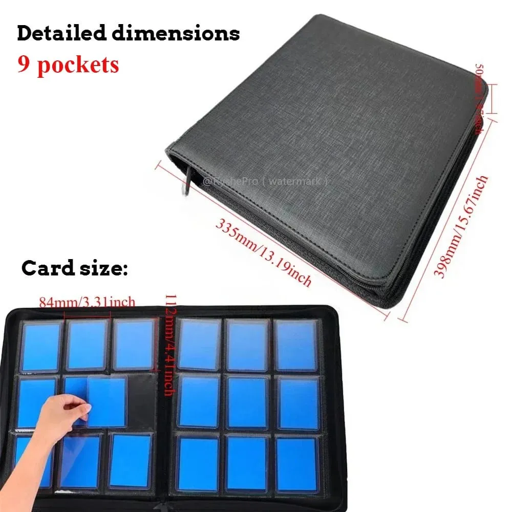 4 Binders Pocket Toploader TCG for PKM Holds 112+ 3"X4" Toploaders Δερμάτινη θήκη καρτών Τσέπες διπλής όψης για κάρτες MTG PTCG — image 2