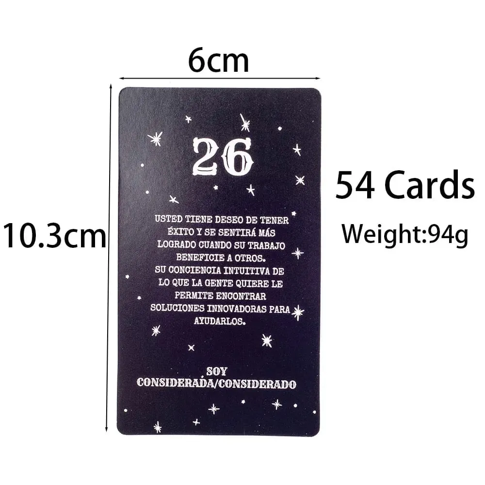 Mensajes de Número de Ángel 54Pcs Spanish Version Fate Divination Tarot Card FortuneTelling Card Games Party Board Game 10.3*6CM