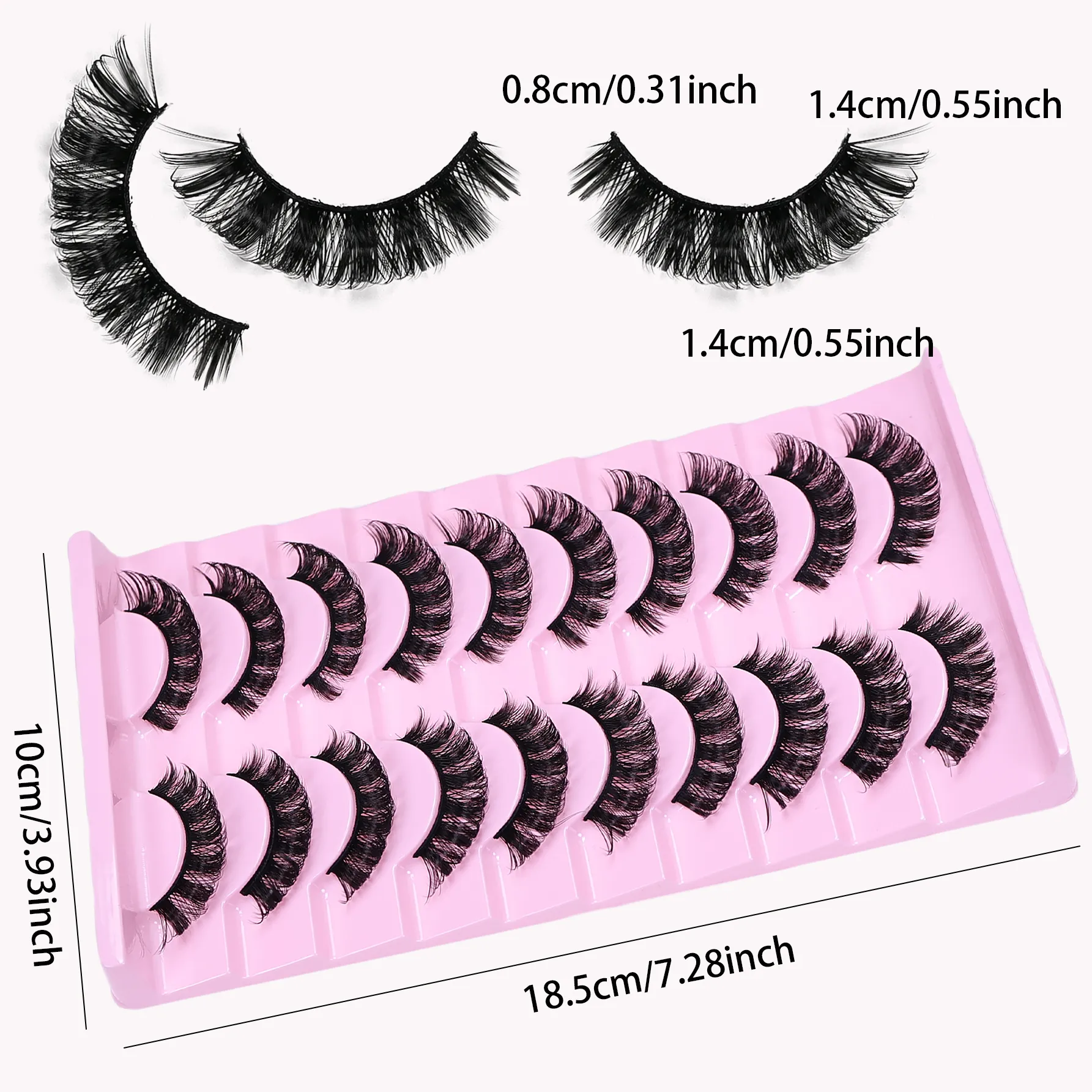 10 ζευγάρια DD Curl Lashes Fluffy Volume Faux Mink Ψεύτικες βλεφαρίδες Δραματικές ακατάστατες ψεύτικες βλεφαρίδες επαναχρησιμοποιήσιμες για γυναίκες μακιγιάζ ματιών — image 4