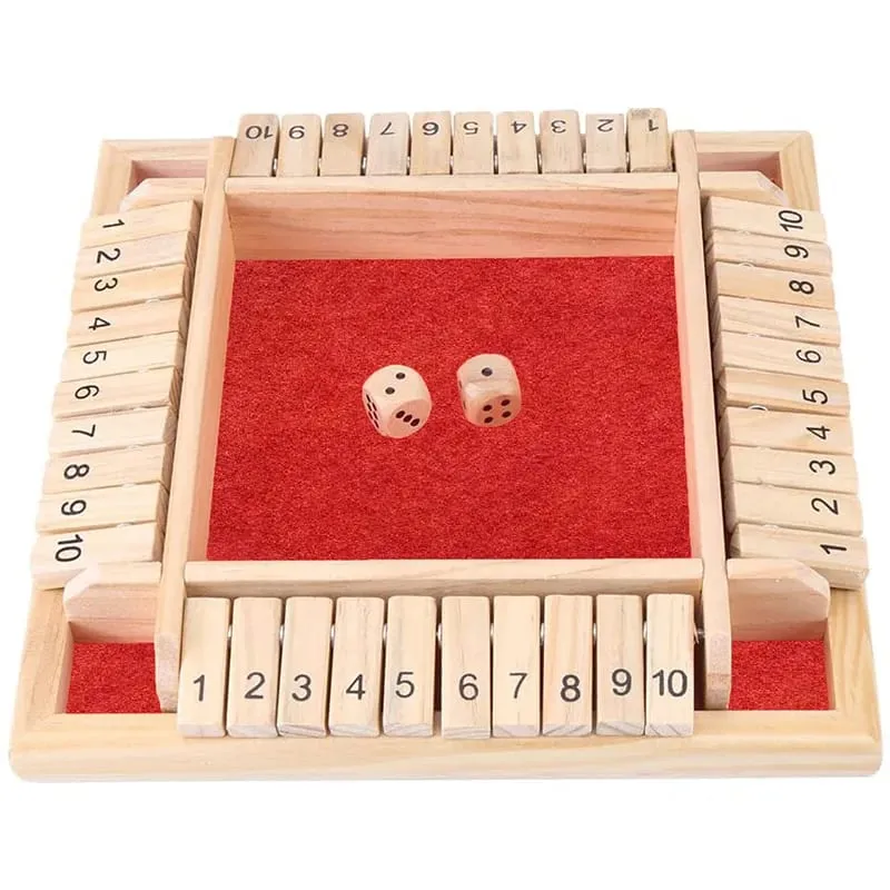 Deluxe Four Sided 10 Numbers Shut The Box Σετ επιτραπέζιου παιχνιδιού Toy Dice Party Club Παιχνίδια ποτού για ενήλικες Οικογένειες — image 7