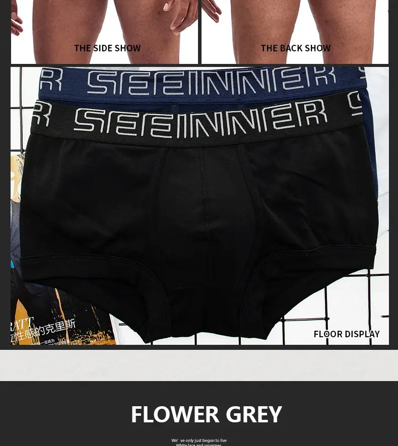 Seeinner Mens 복서 반바지 코튼 U 볼록한 주머니 속옷 부드럽고 편안한 속옷 Cueca Masculina M-XXL 블랙 화이트 그레이 — image 4