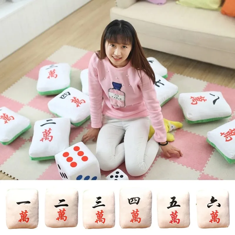 New 1pc Creative Mahjong Pillow Cushion Chinese Plush Toy Car Chair Backrest Mahjong Dice Funny Nap Pillow Sofa Home Decor Gift — image 9