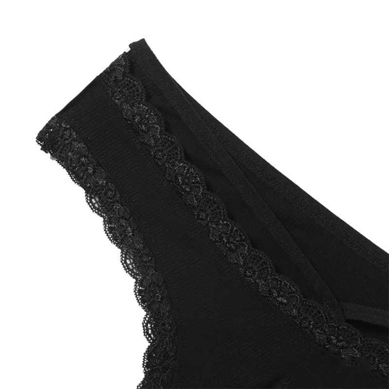 Men Lace Rrim Sissy Gay Seamless Briefs Underwear Mid Waist Bulge Pouch Lingerie Solid Men's Lace Edge Lingerie — image 10