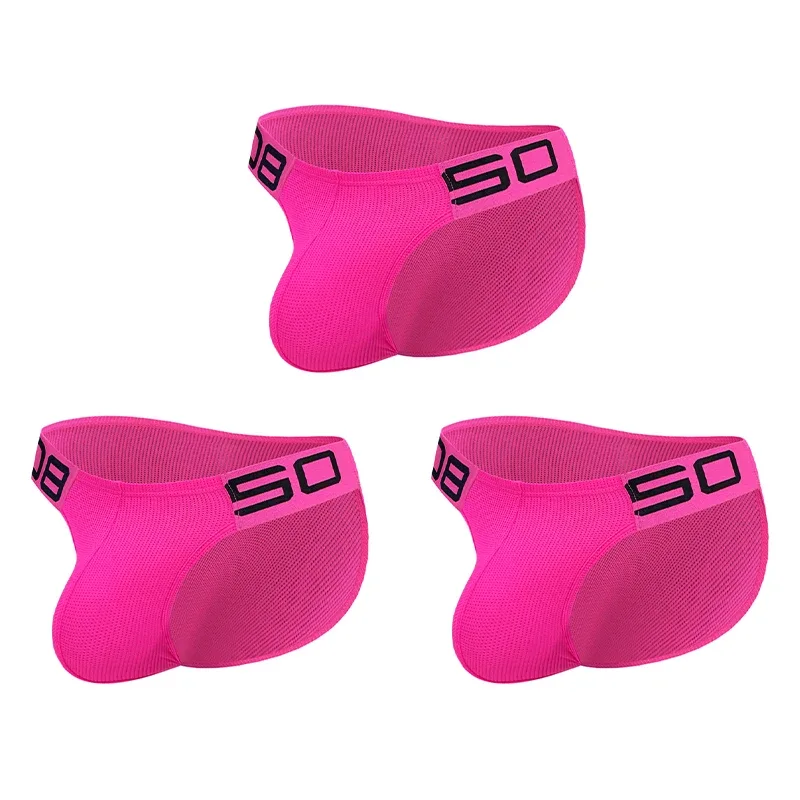 Men's Nylon Blend Mesh Breathable Briefs Horn Splice Letter Embossed Wide Elastic Waistband Fluorescent Color Sexy Underwear — image 35