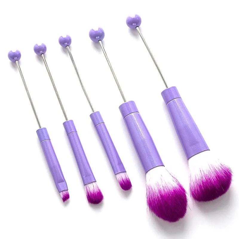 【5 τεμάχια Beaded Eyeshadow Brush Diy Beaded Cosmetic Brush Brushes Tool Kit Μεταλλική λαβή Ανθεκτικά πινέλα μακιγιάζ ματιών】 — image 7
