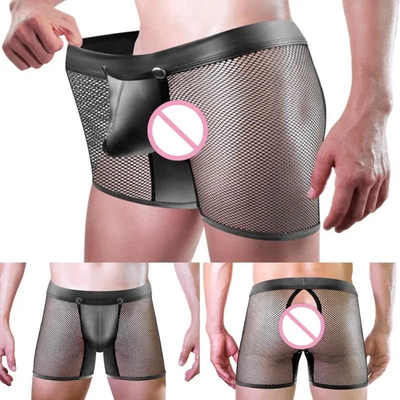 กางเกงขาสั้นถุงน่องผู้ชาย Fishnet ชุดชั้นใน Lounge เสื้อผ้าสไตล์ All Seasons ขนาดเฉลี่ย Fit ผ้าระบายอากาศ ธีมคลาสสิก — image 5