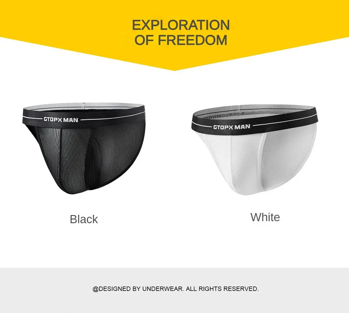 Underwear Men Sexy Low Waist Transparent Briefs Striped Ice Silk Mesh U Convex Thin Breathable Underpanties Ropa Interior Hombre — image 5